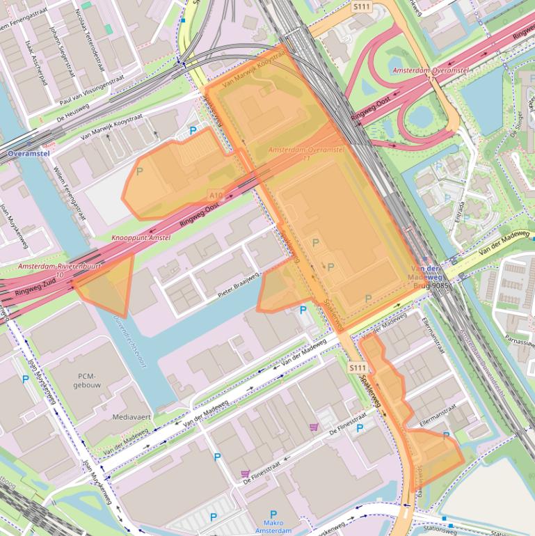 Kaart van postcodegebied 1114AE.