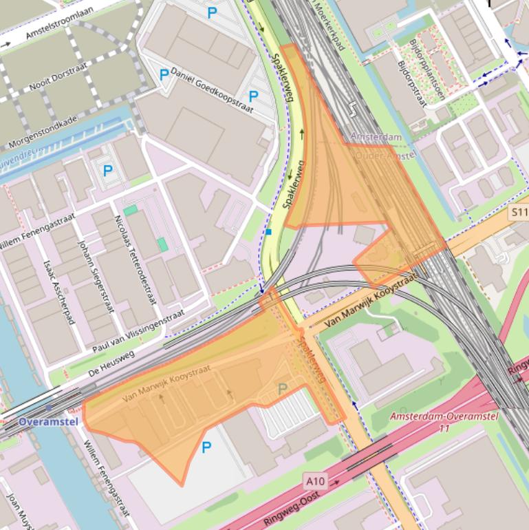 Kaart van postcodegebied 1114AG.