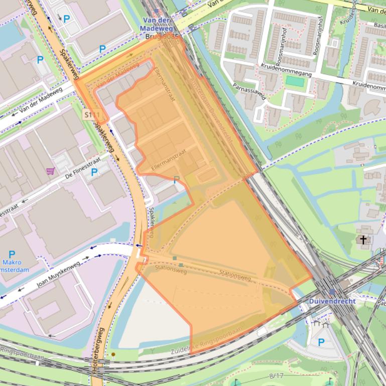 Kaart van postcodegebied 1114AK.
