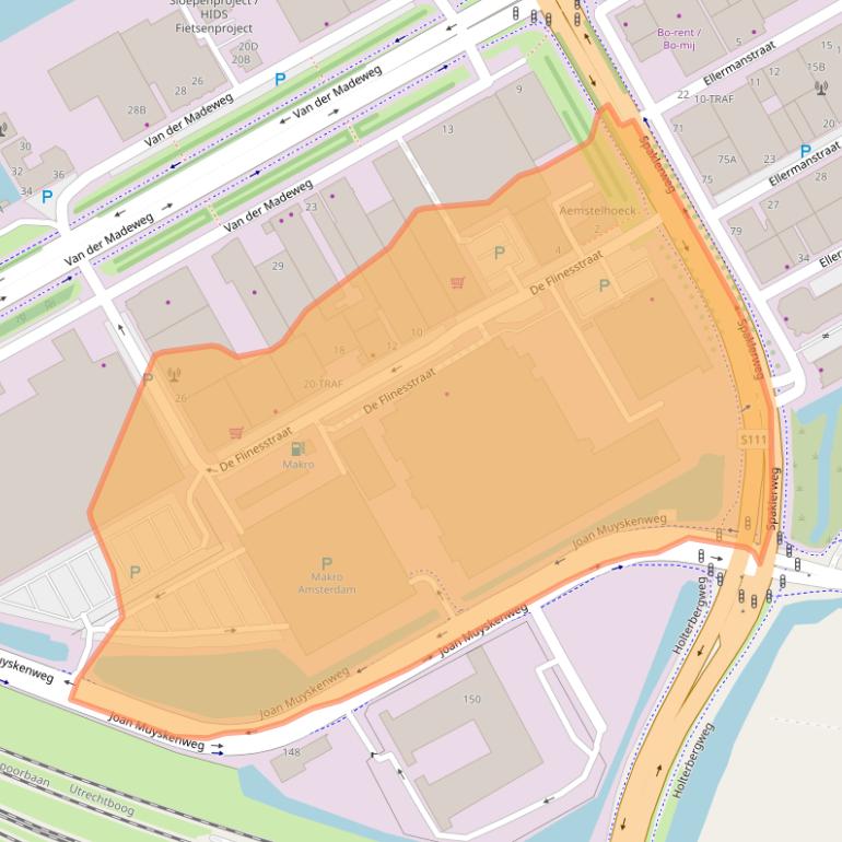 Kaart van postcodegebied 1114AL.