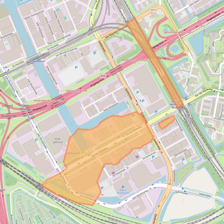 Kaart van postcodegebied 1114AM.