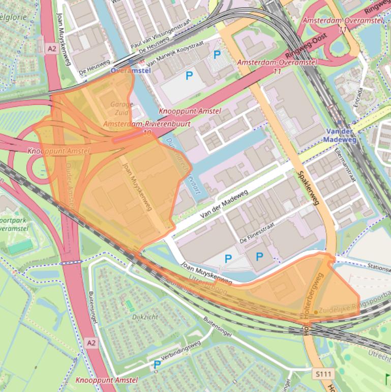 Kaart van postcodegebied 1114AN.