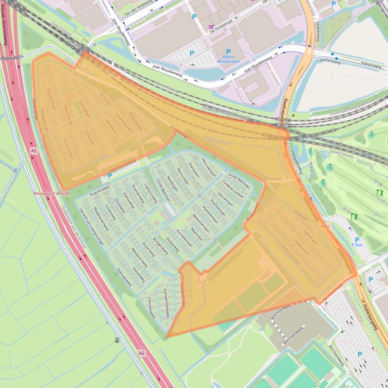 Kaart van postcodegebied 1114BE.