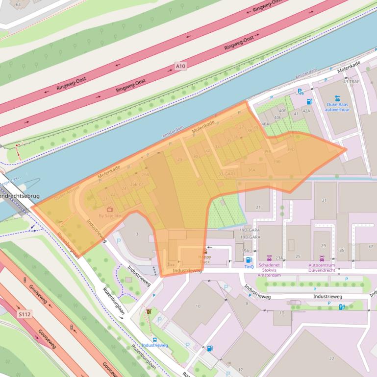 Kaart van postcodegebied 1115AB.
