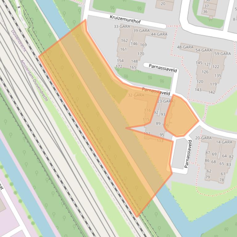 Kaart van postcodegebied 1115EK.