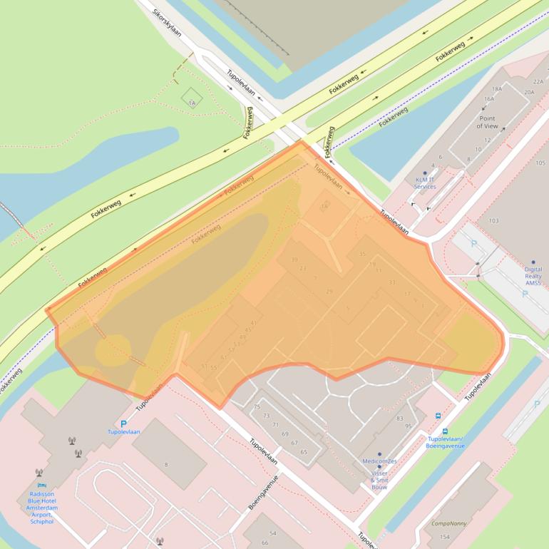 Kaart van postcodegebied 1119NW.