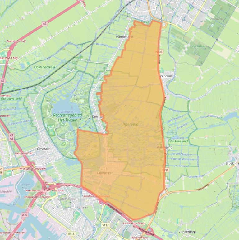 Kaart van postcodegebied 1121.
