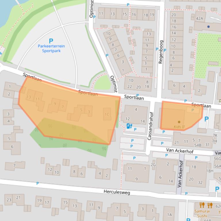 Kaart van postcodegebied 1121CA.