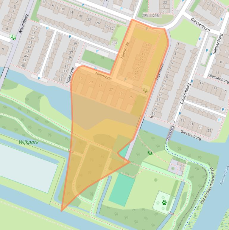 Kaart van postcodegebied 1121HP.