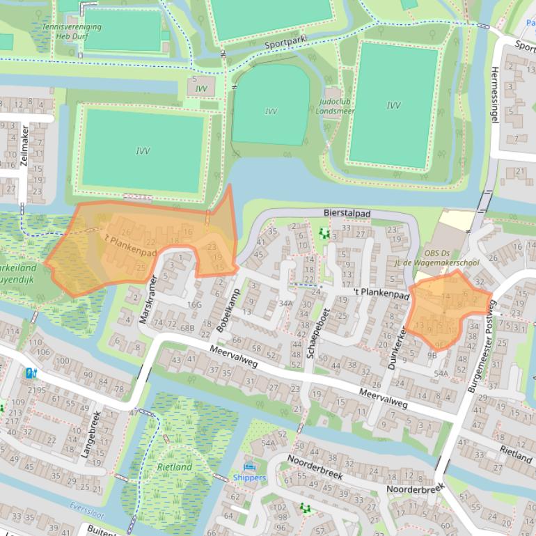 Kaart van postcodegebied 1121JL.
