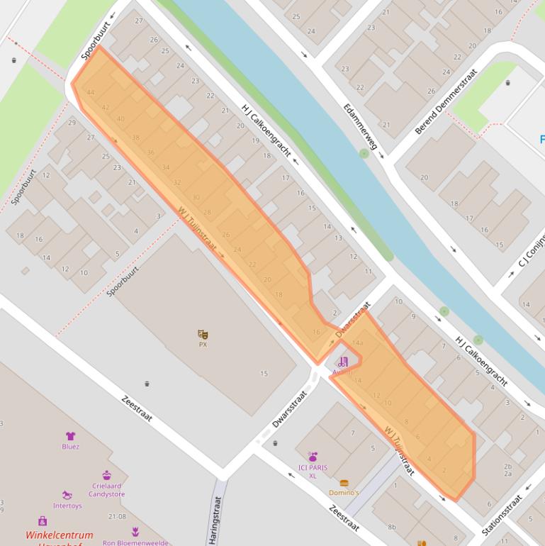 Kaart van postcodegebied 1131ZJ.