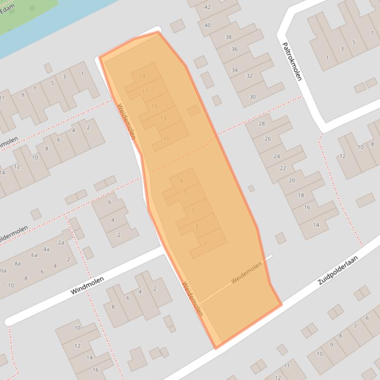 Kaart van postcodegebied 1135KK.