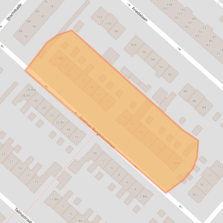 Kaart van postcodegebied 1161XX.