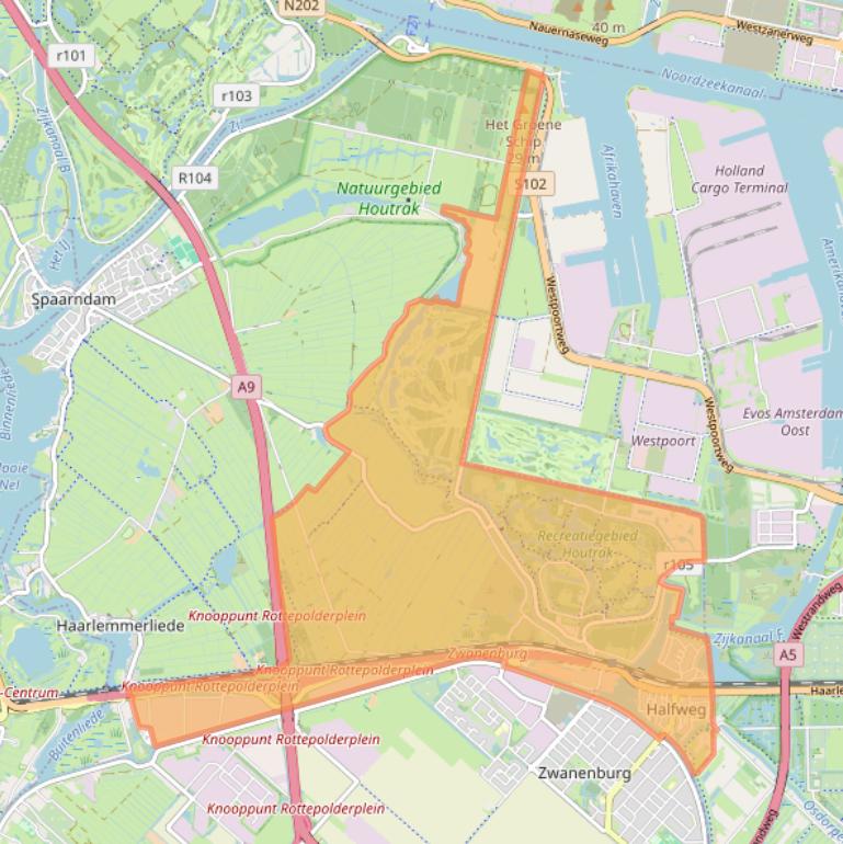 Kaart van postcodegebied 1165.