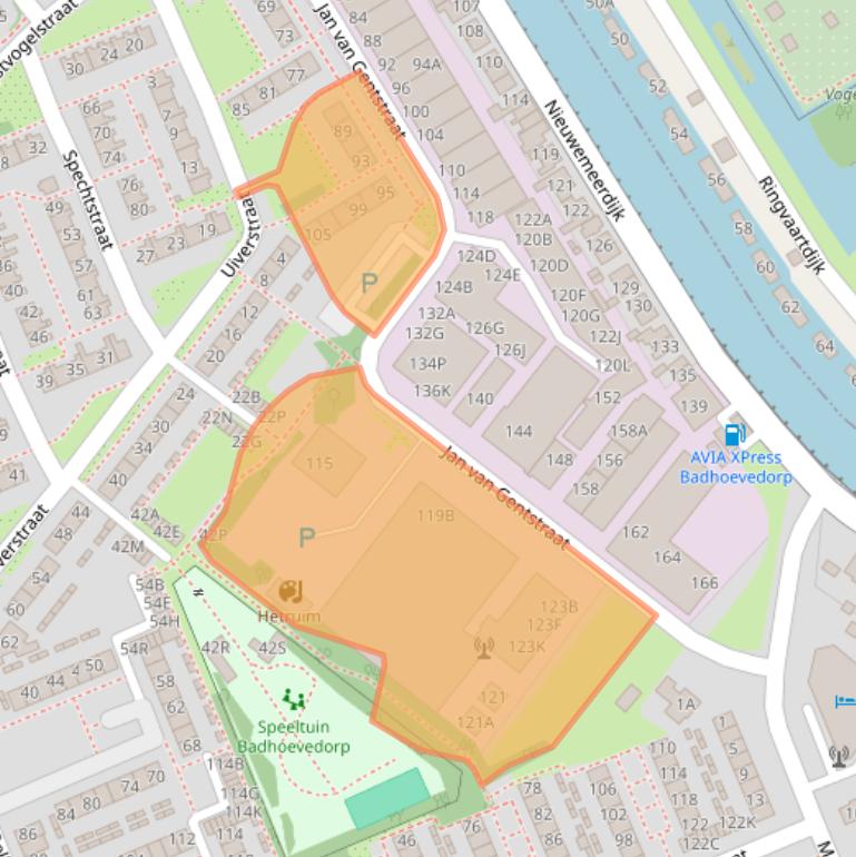 Kaart van postcodegebied 1171GK.