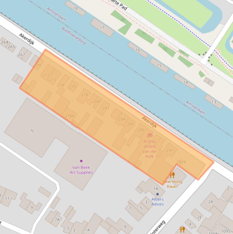 Kaart van postcodegebied 1171RC.