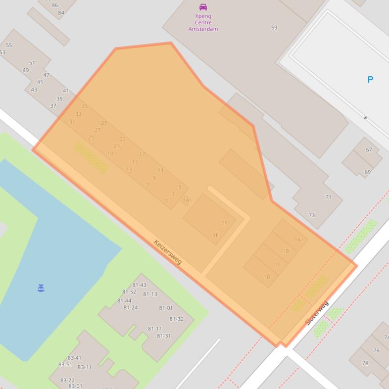 Kaart van postcodegebied 1171XA.