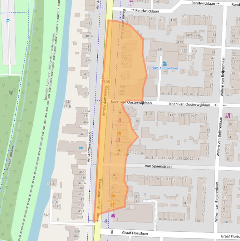 Kaart van postcodegebied 1181BW.