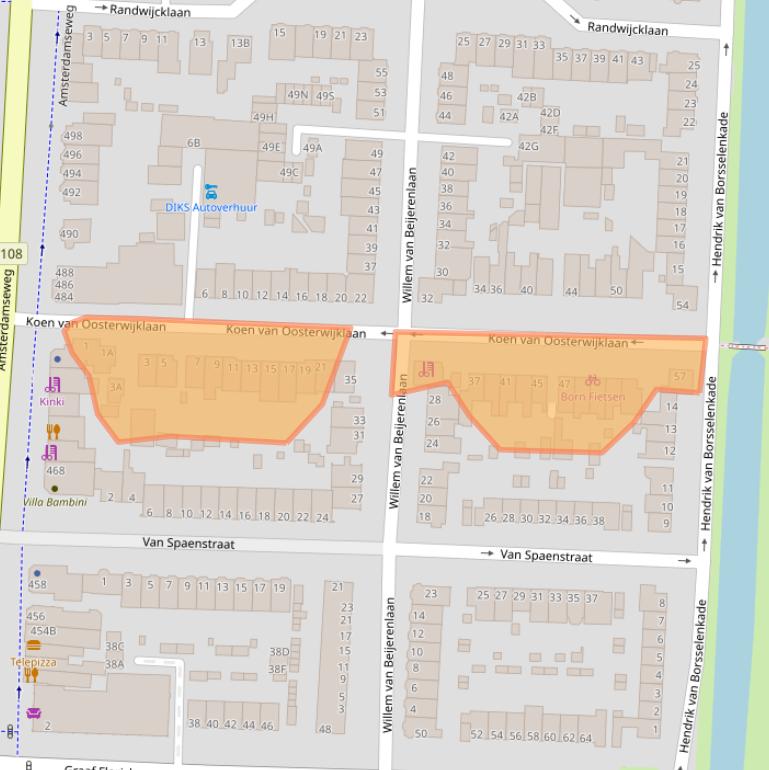 Kaart van postcodegebied 1181DS.