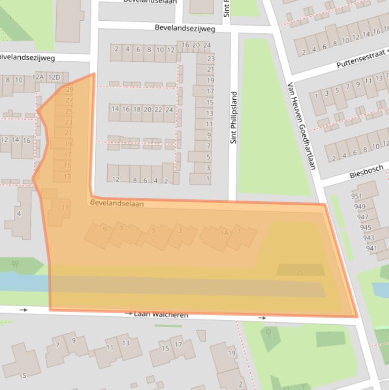 Kaart van postcodegebied 1181JL.