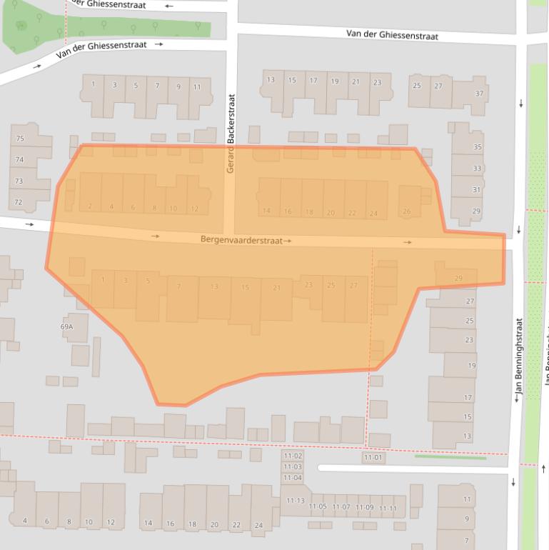 Kaart van postcodegebied 1181SJ.