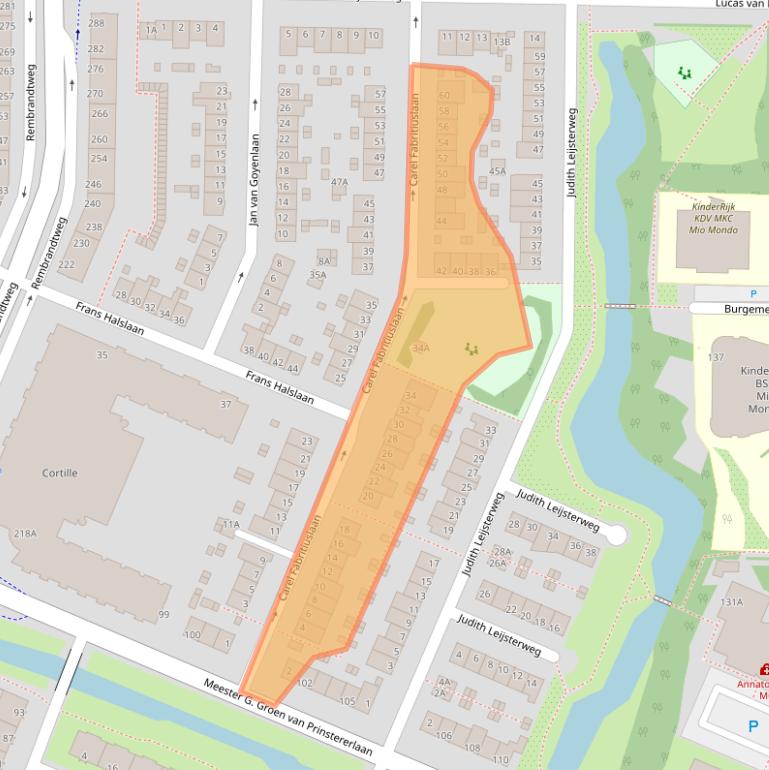 Kaart van postcodegebied 1181TE.