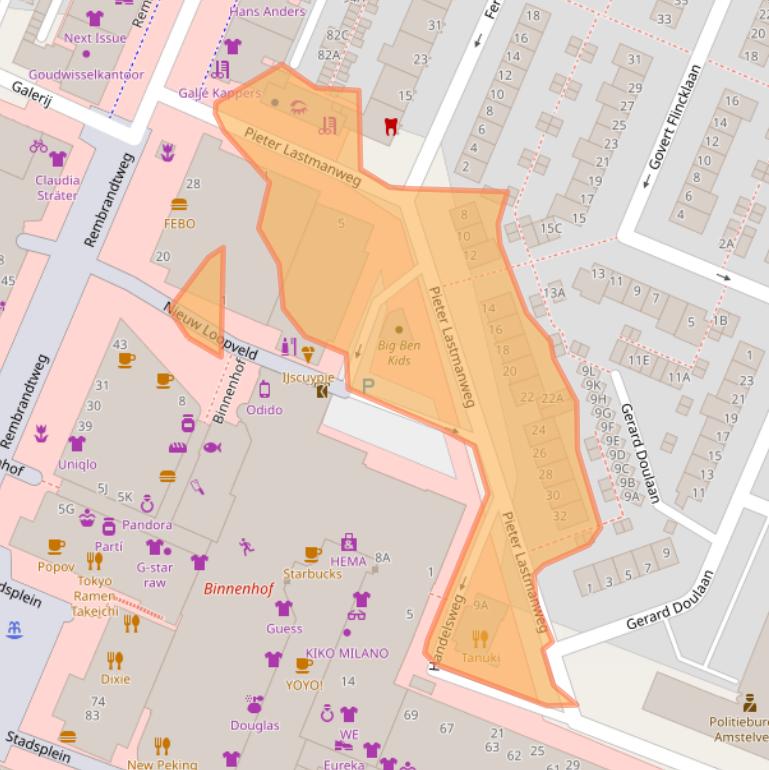 Kaart van postcodegebied 1181XG.