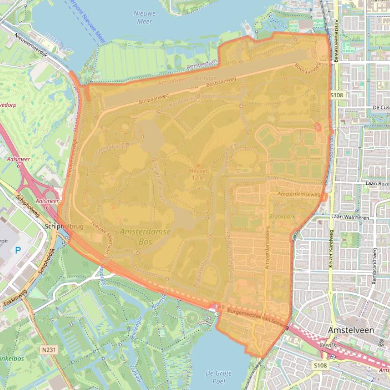 Kaart van postcodegebied 1182.