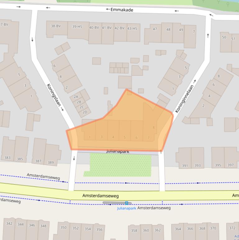 Kaart van postcodegebied 1182AT.