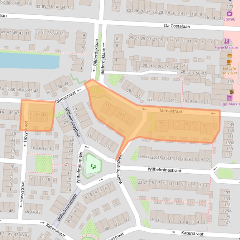 Kaart van postcodegebied 1182EK.