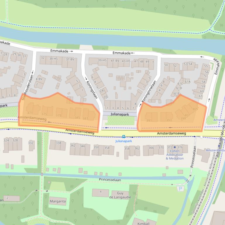 Kaart van postcodegebied 1182HC.