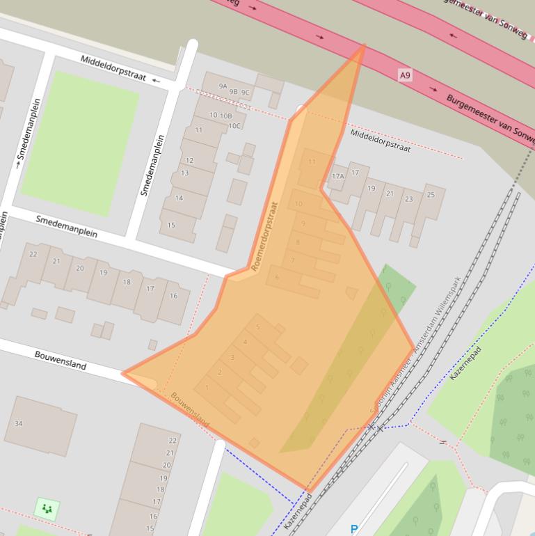 Kaart van postcodegebied 1182HW.