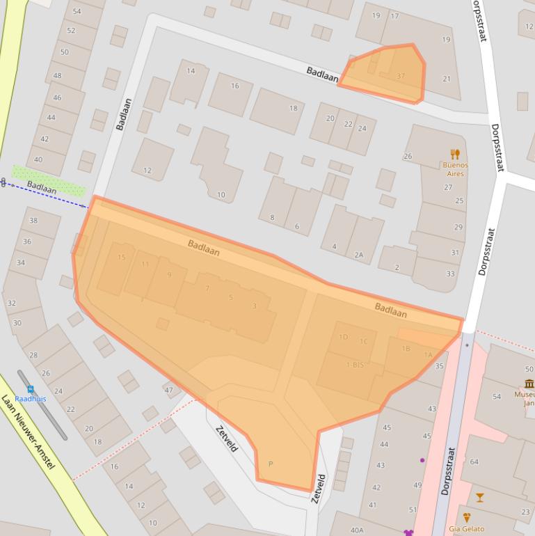 Kaart van postcodegebied 1182JJ.