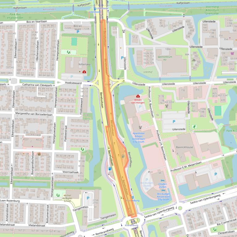 Kaart van postcodegebied 1183ZZ.