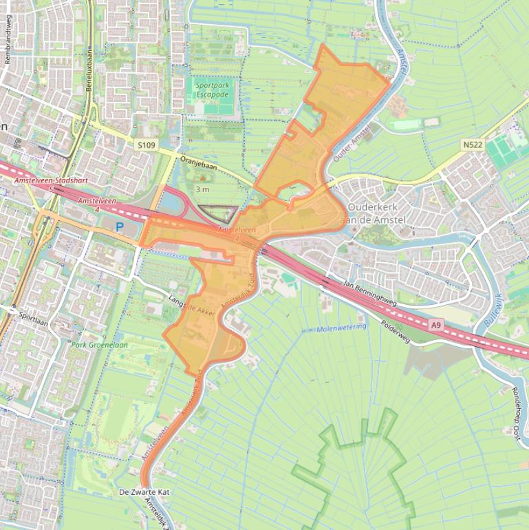 Kaartafbeelding, ingezoomd op postcodegebied 1184.