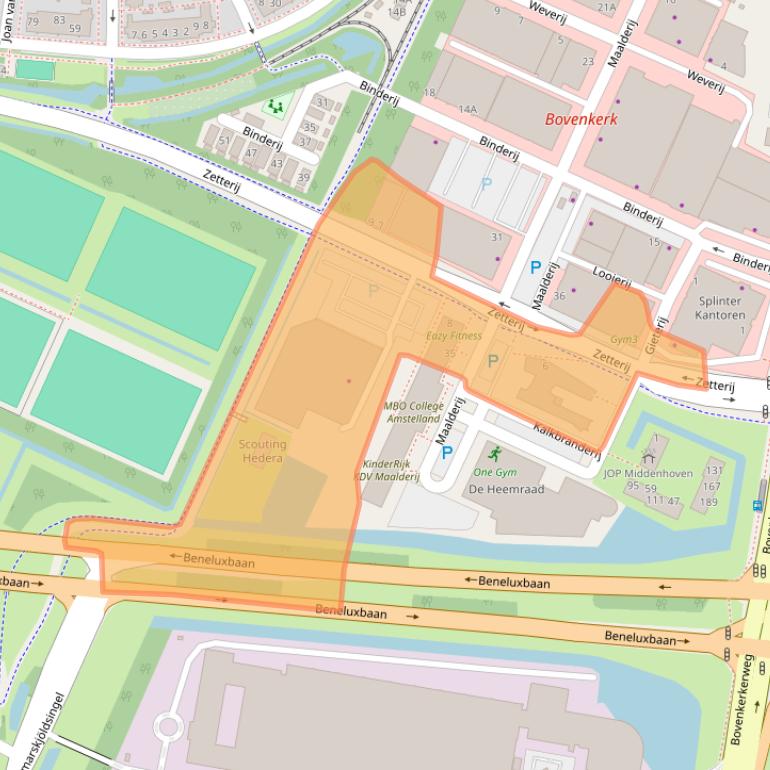Kaart van postcodegebied 1185ZZ.