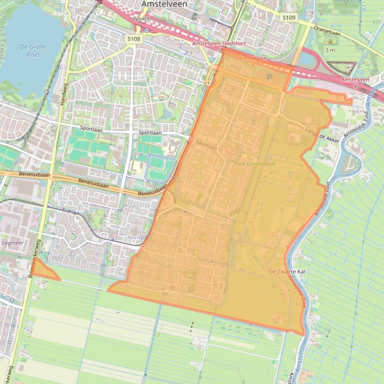 Kaart van postcodegebied 1186.