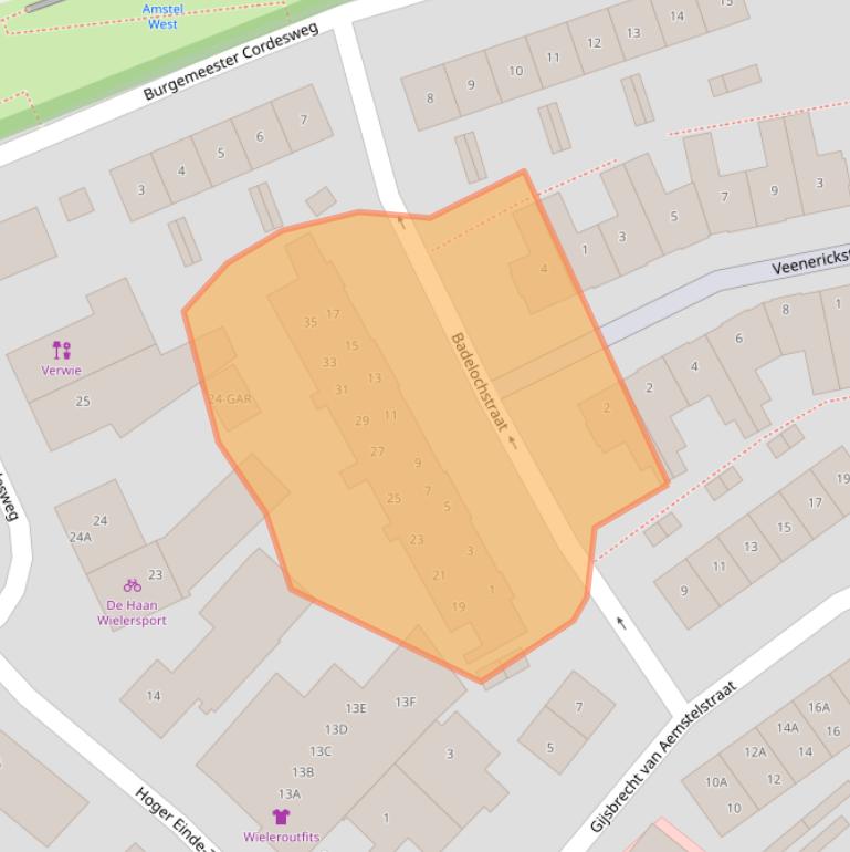 Kaart van postcodegebied 1191AL.