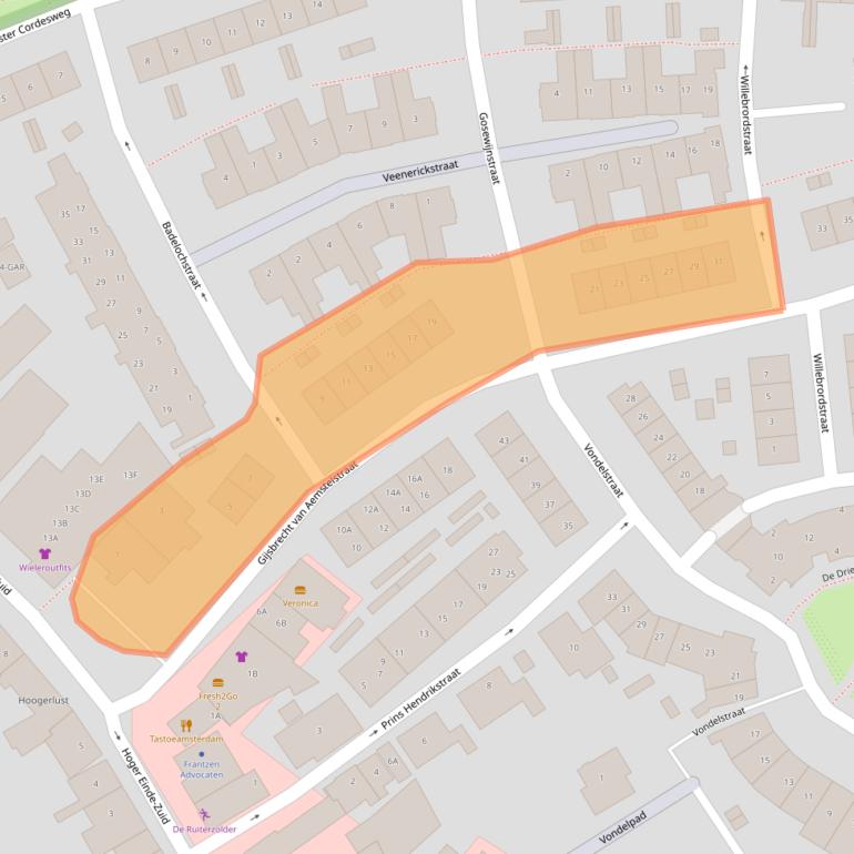 Kaart van postcodegebied 1191AR.