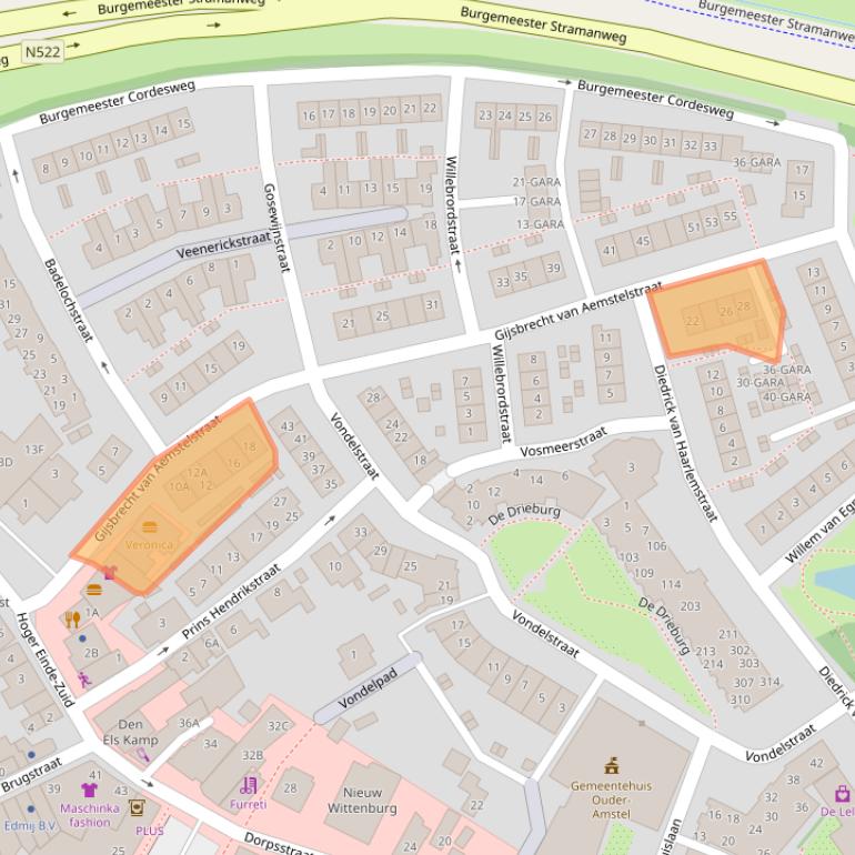 Kaart van postcodegebied 1191AT.