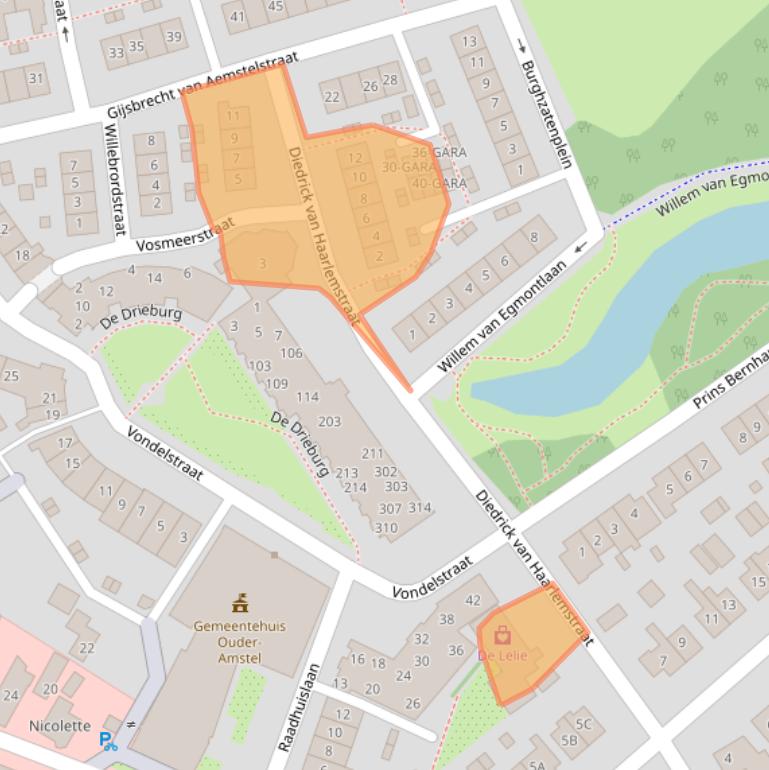 Kaart van postcodegebied 1191AX.