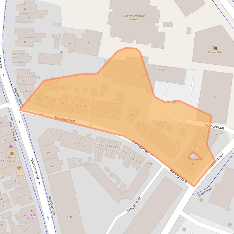 Kaart van postcodegebied 1211AW.