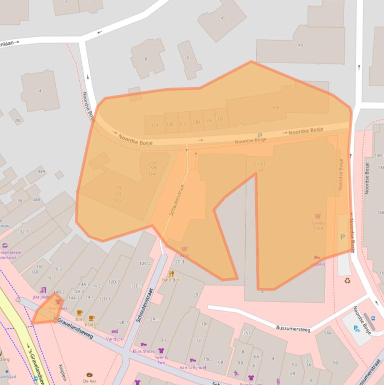 Kaart van postcodegebied 1211BD.