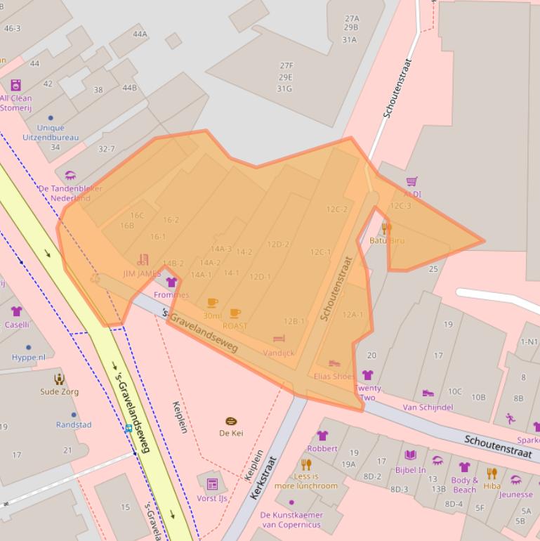 Kaart van postcodegebied 1211BS.