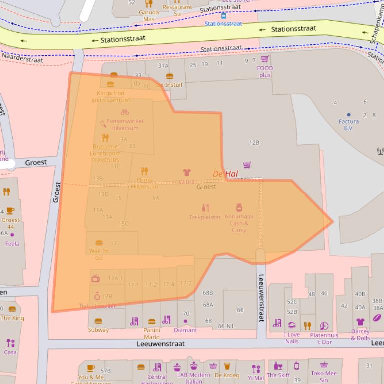 Kaart van postcodegebied 1211CX.