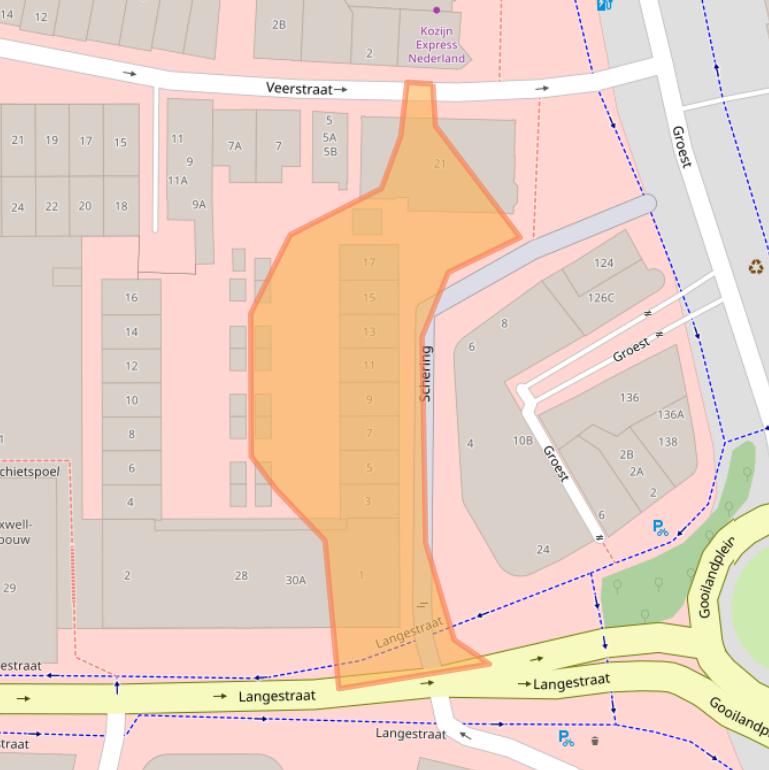 Kaart van postcodegebied 1211DN.