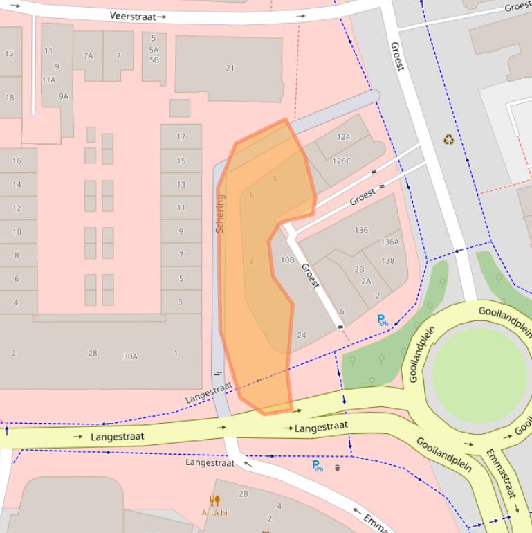 Kaart van postcodegebied 1211DP.