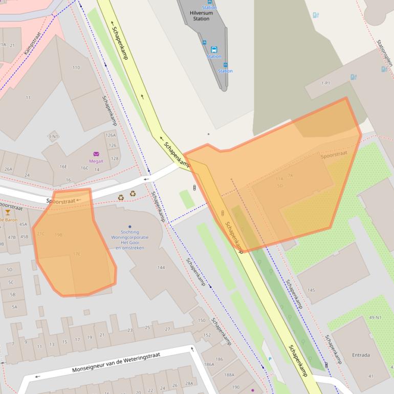 Kaart van postcodegebied 1211EZ.