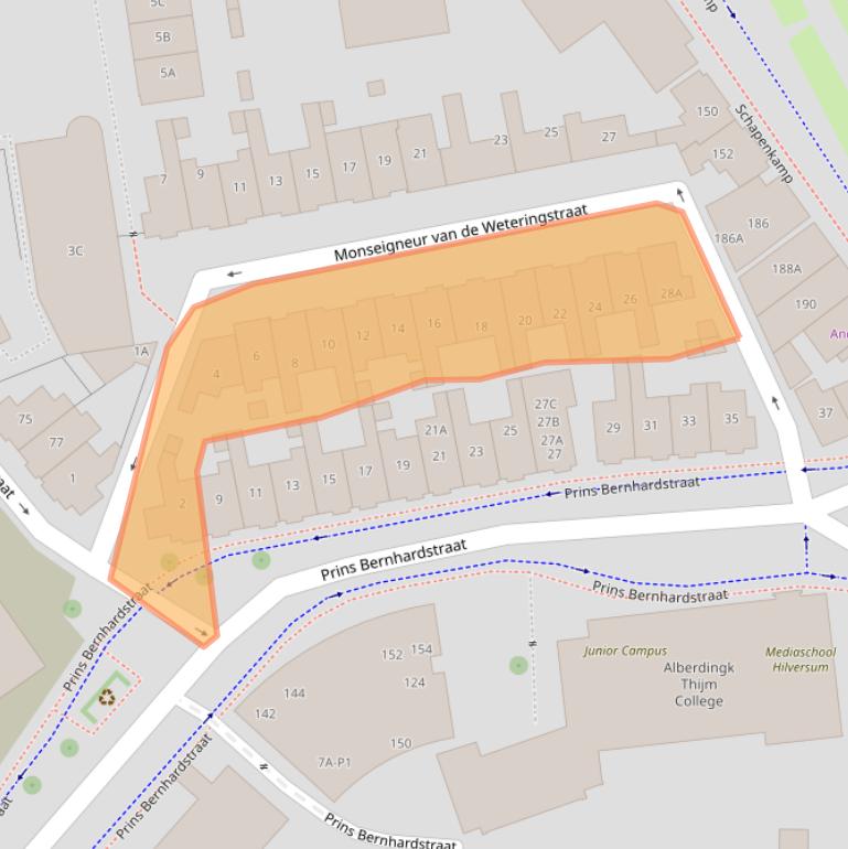 Kaart van postcodegebied 1211GH.