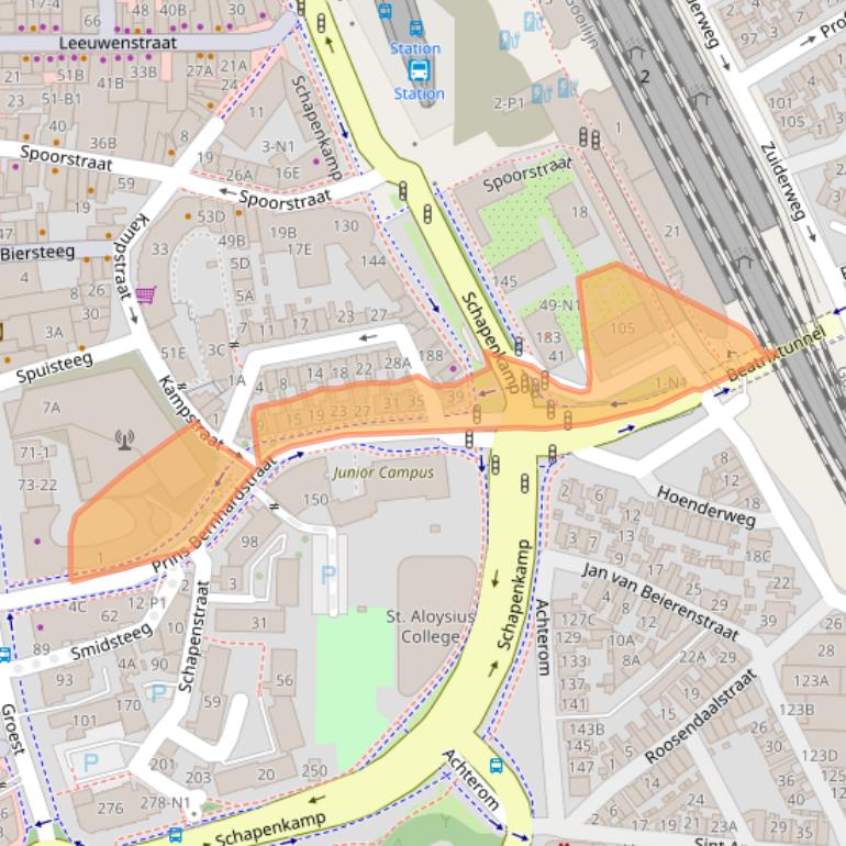 Kaart van postcodegebied 1211GJ.